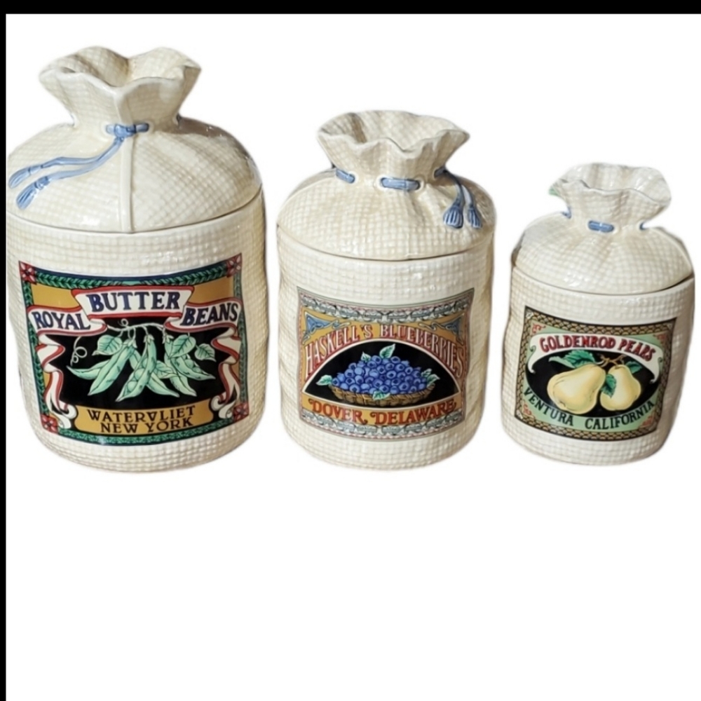 H & H D CANISTER SET 1988 BURLAP